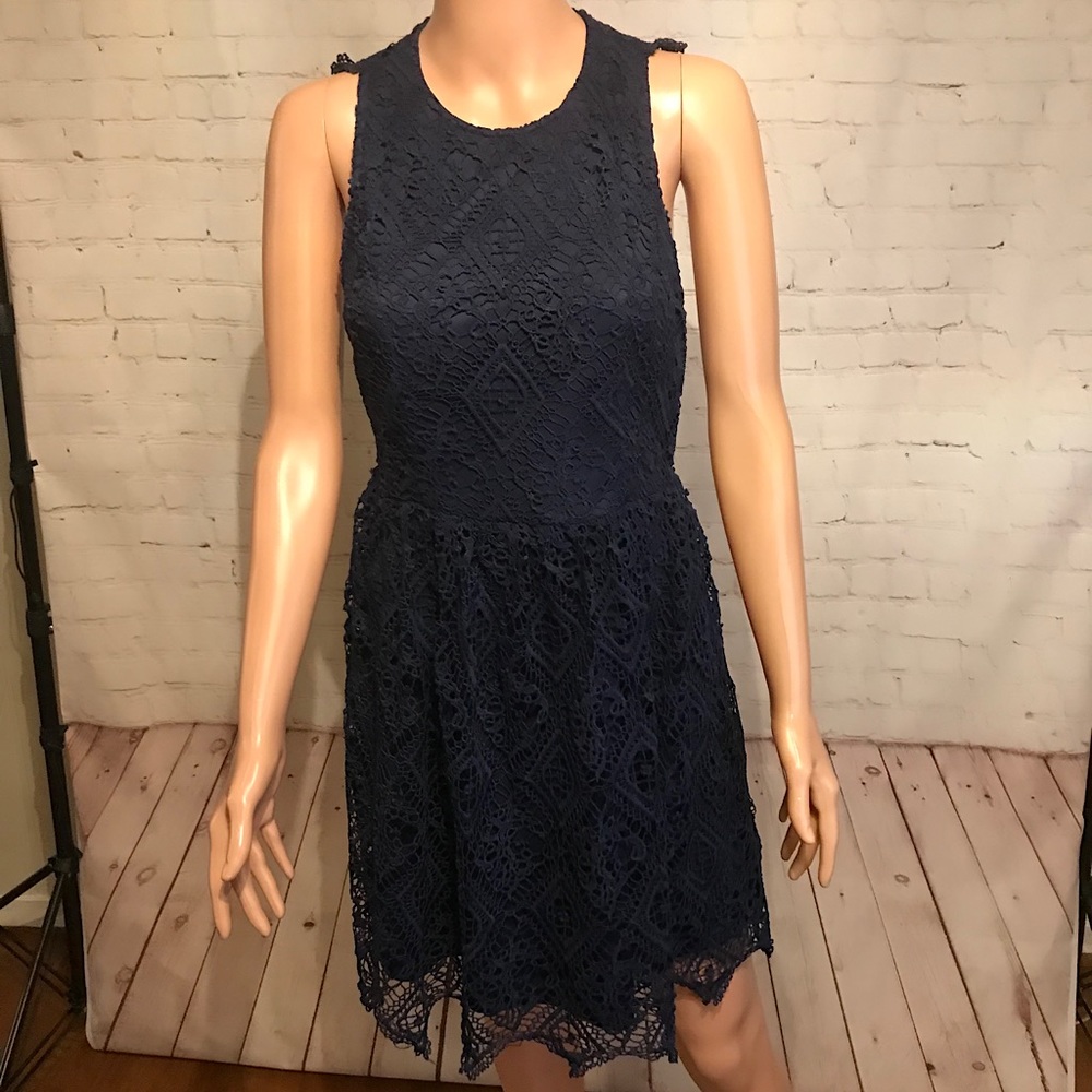 Francescas navy blue lace dress size small boho